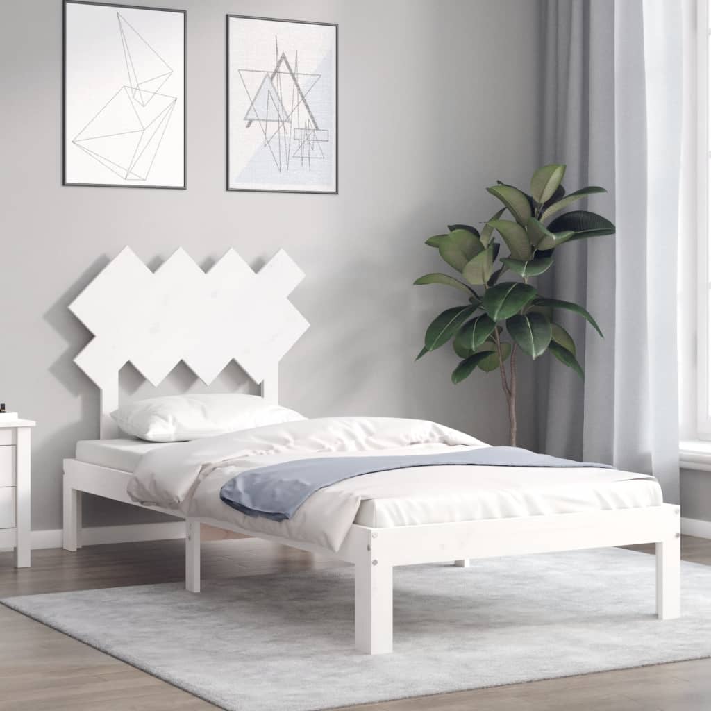 fehér tömör fenyőfa ágy matrac nélkül 90 x 200 cm