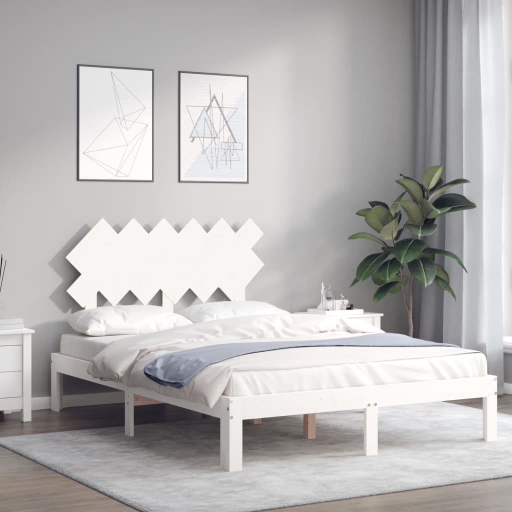 fehér tömör fenyőfa ágy matrac nélkül 120 x 200 cm
