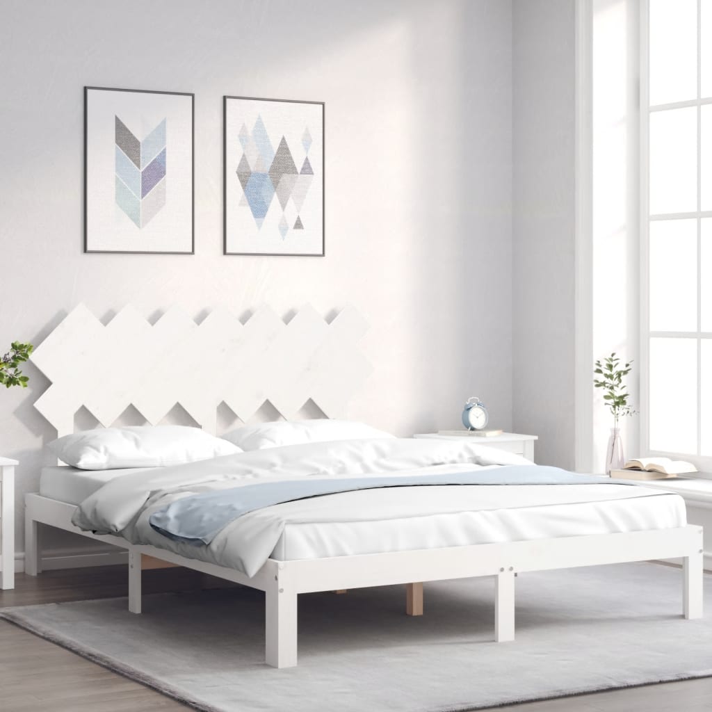 fehér tömör fenyőfa ágy matrac nélkül 140 x 200 cm