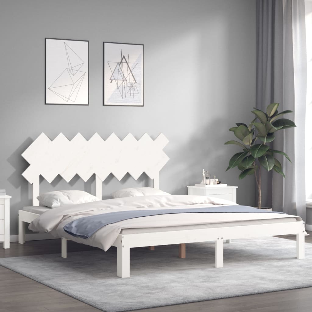 fehér tömör fenyőfa ágy matrac nélkül 160 x 200 cm