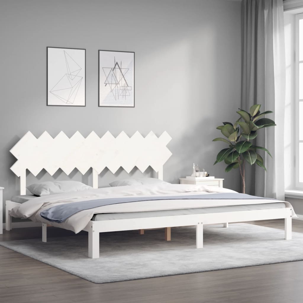 fehér tömör fenyőfa ágy matrac nélkül 200 x 200 cm