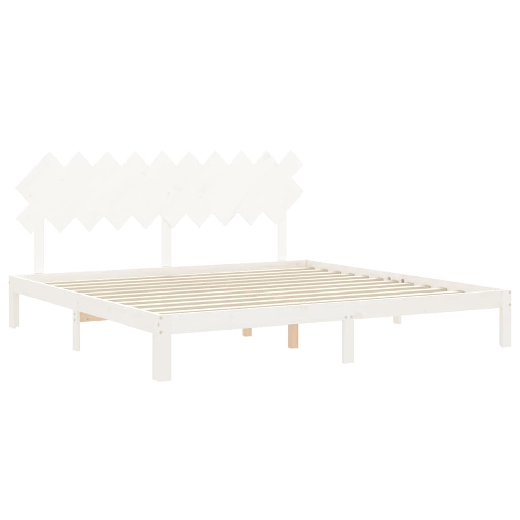 fehér tömör fenyőfa ágy matrac nélkül 200 x 200 cm