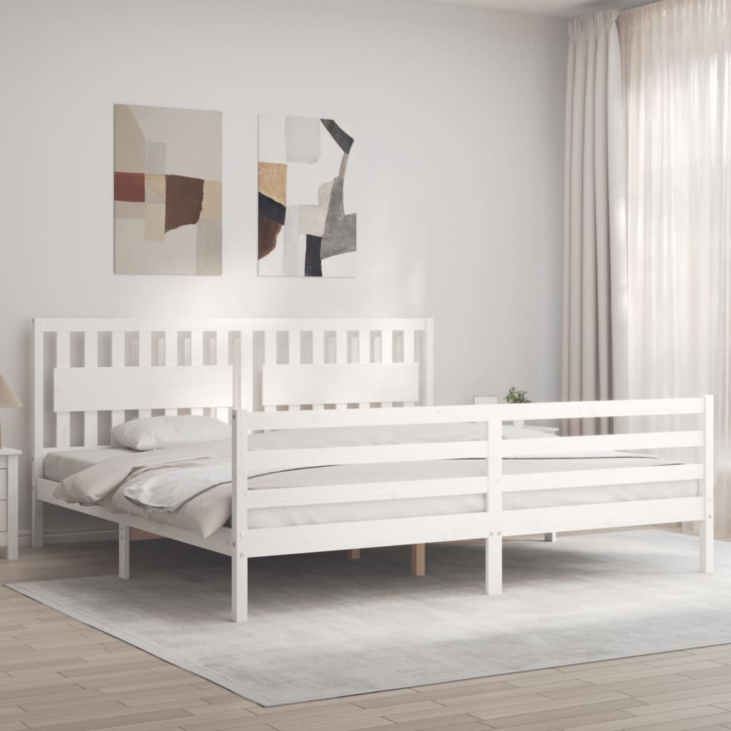 tömör fa ágykeret fejtámlával 200 x 200 cm