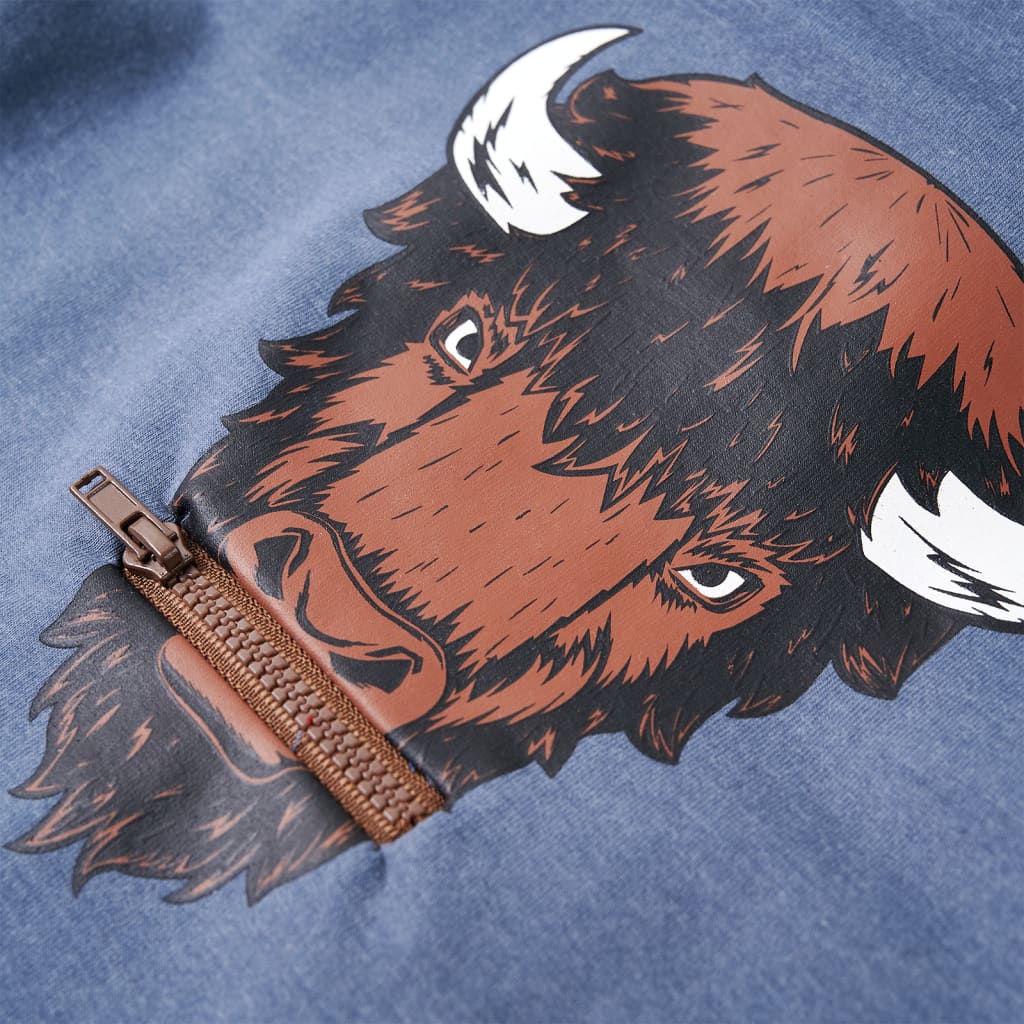 Kék melange kapucnis gyerekpulóver 116