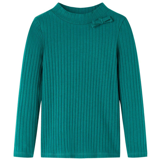 Sötétzöld hosszú ujjú bordázott gyerekpóló 104