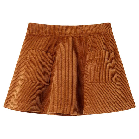Gyerek szoknya zsebekkel Corduroy Cognac 104