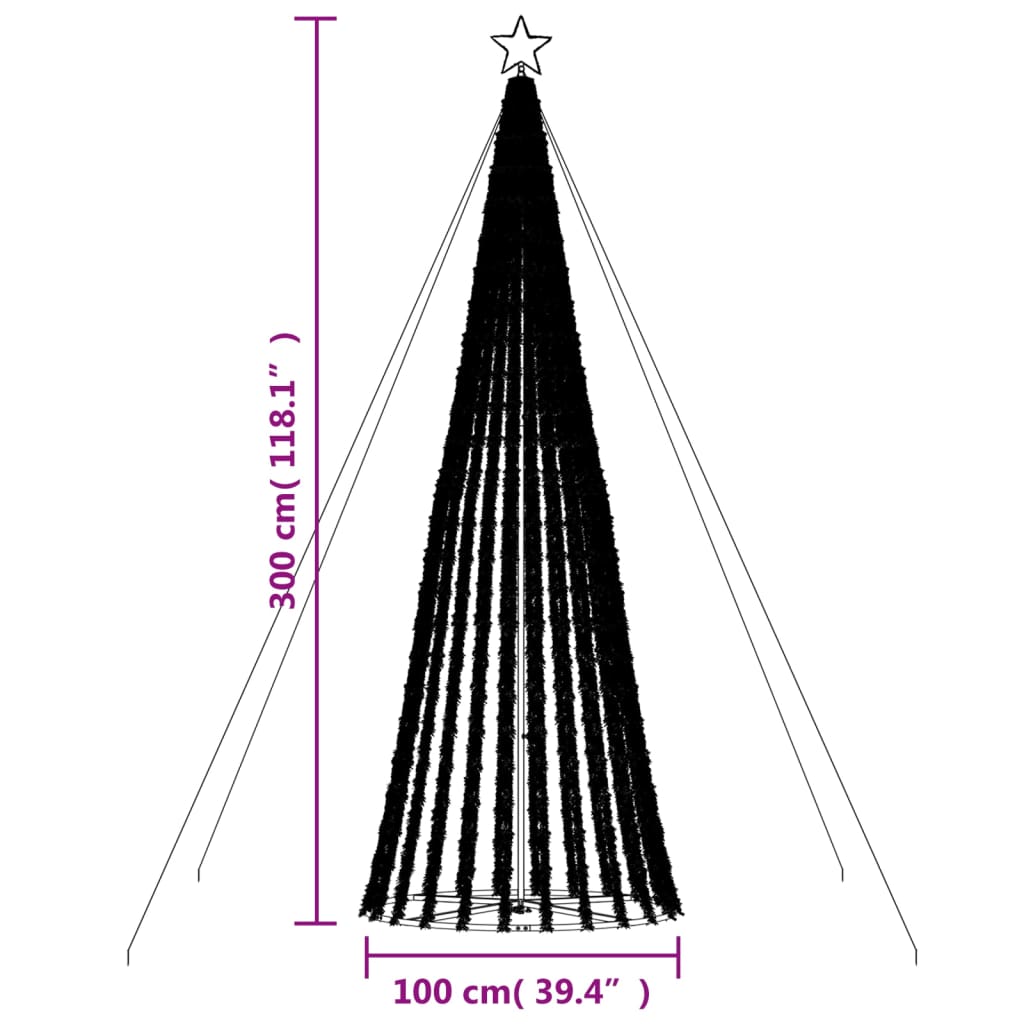 színes LED karácsonyfa 688 LED 300 cm
