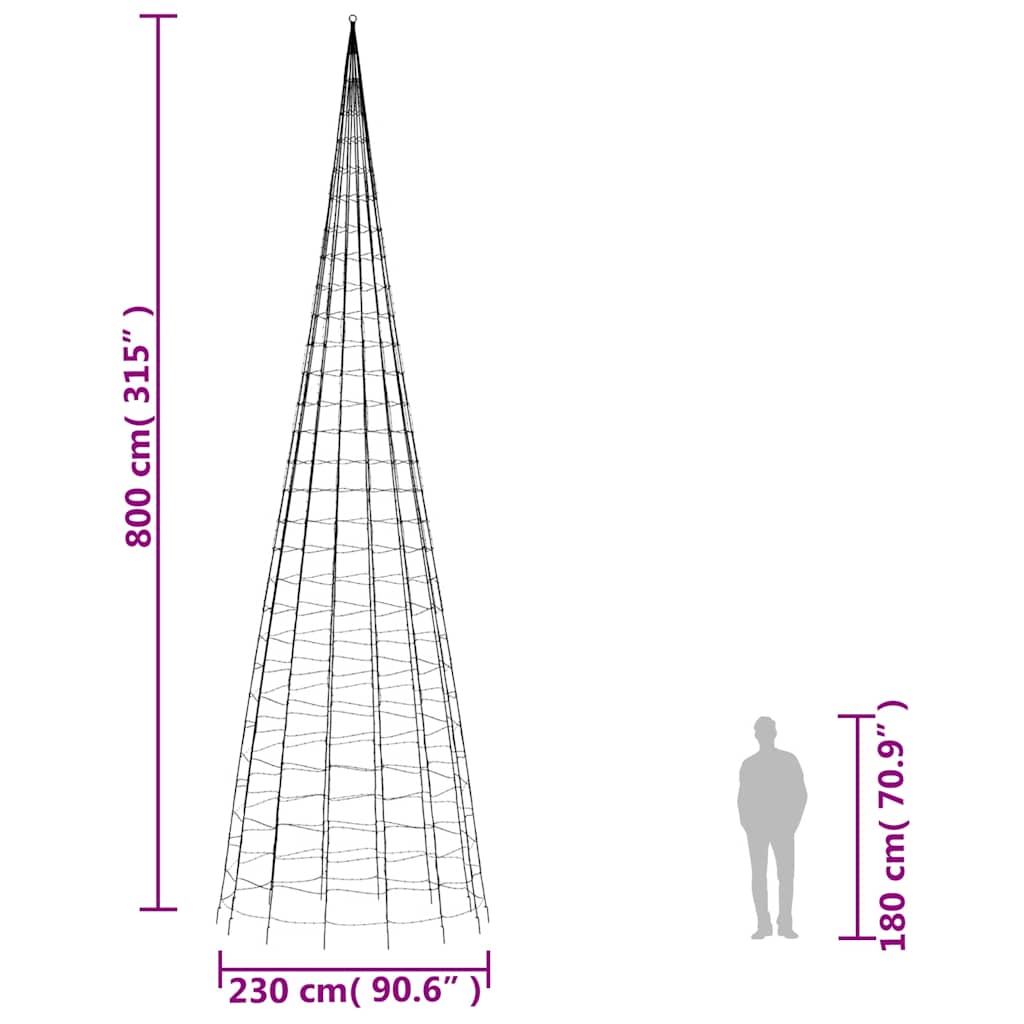 kék LED karácsonyfa 3000 LED 800 cm