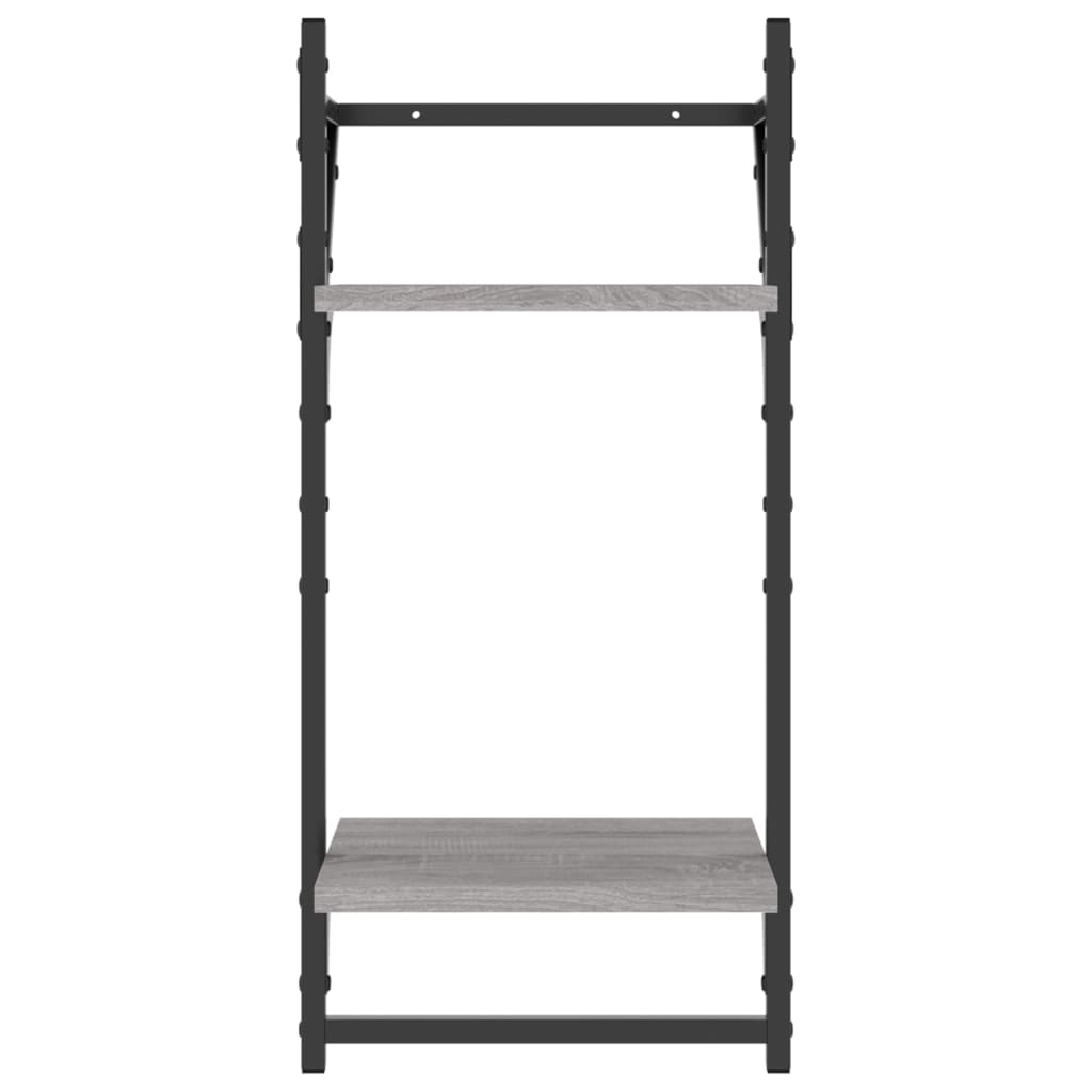 2 db 2 szintes szürke sonoma tölgy falipolc rúddal 30x25x65 cm