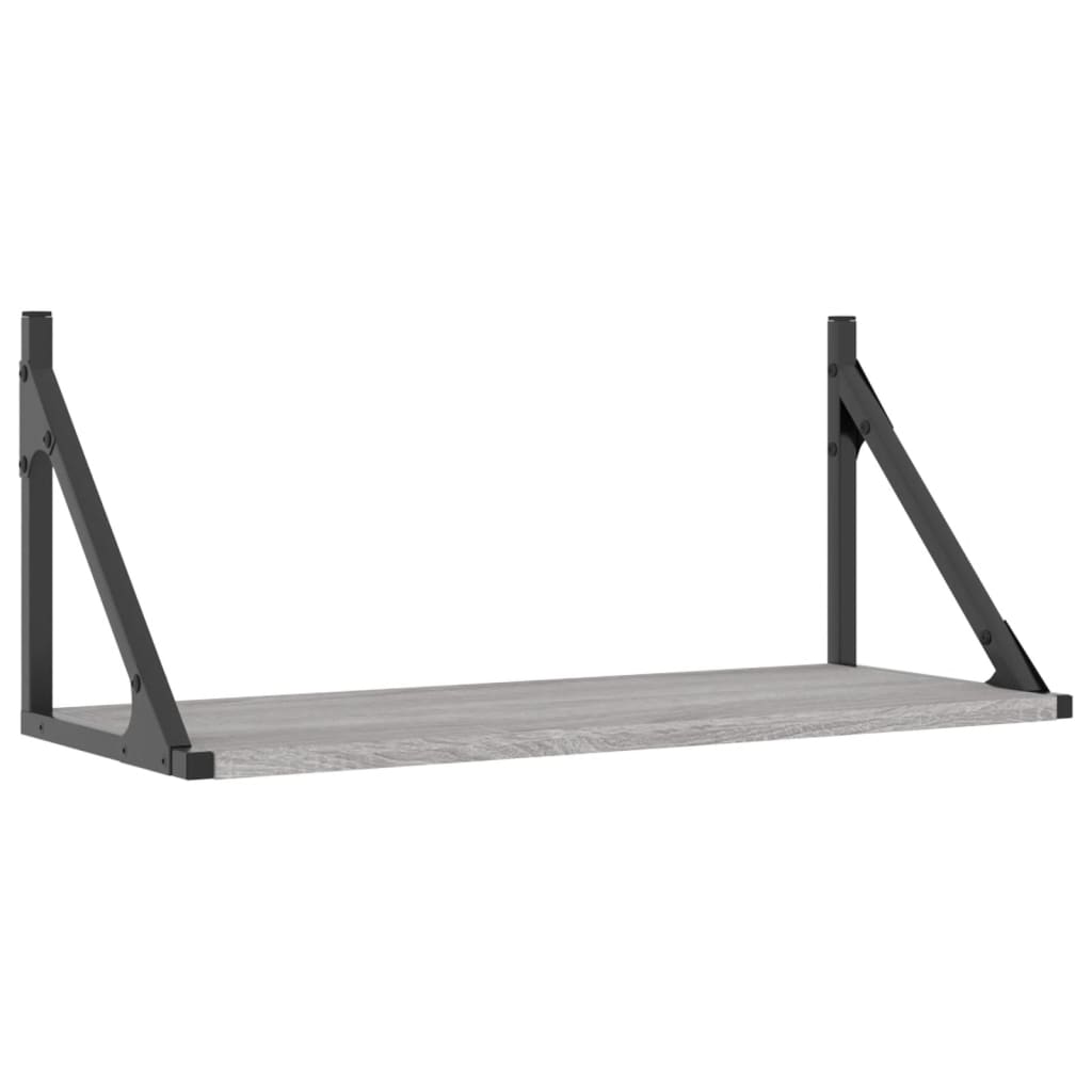 2 db szürke sonoma színű szerelt fa fali polc 60 x 25 x 25,5 cm