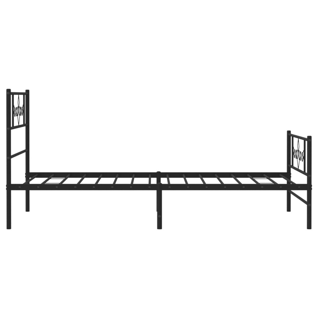fekete fém ágykeret fej- és lábtámlával 90 x 190 cm