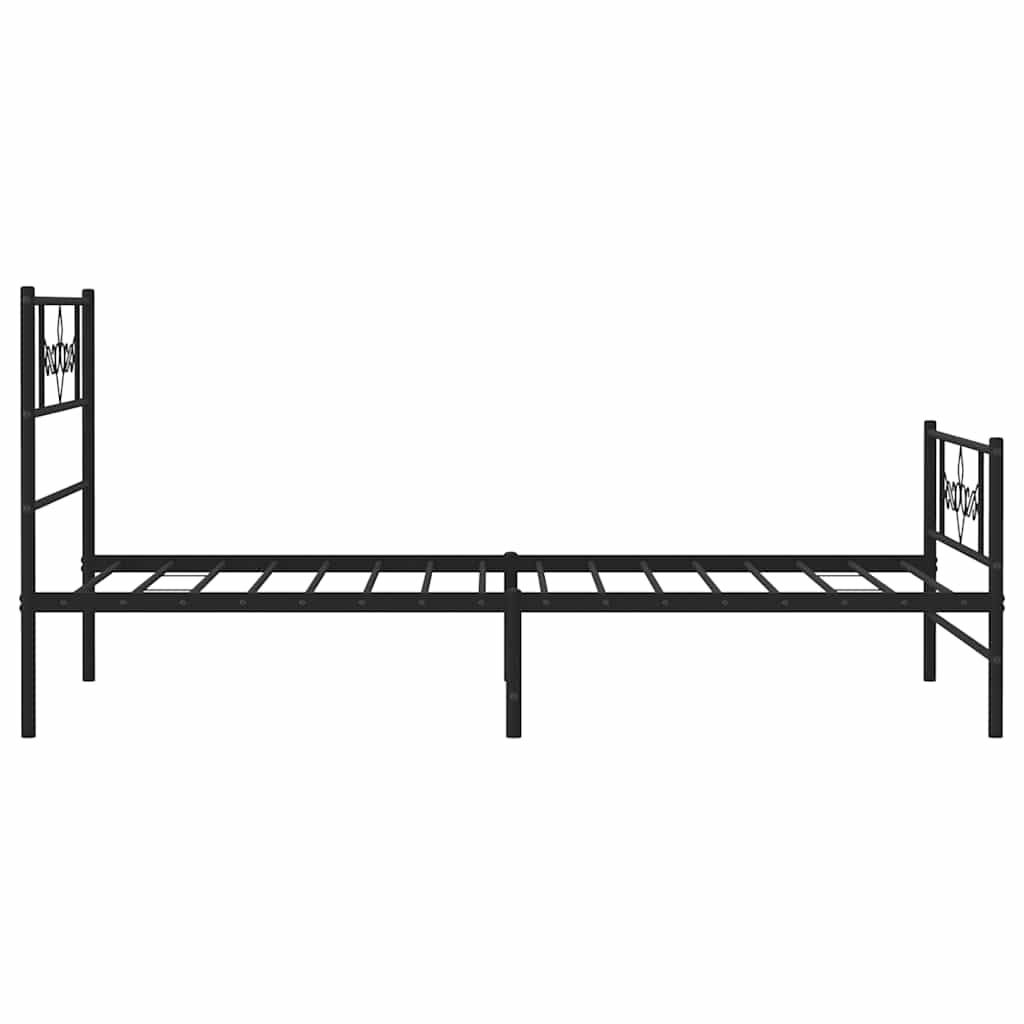 fekete fém ágykeret fej- és lábtámlával 100 x 200 cm