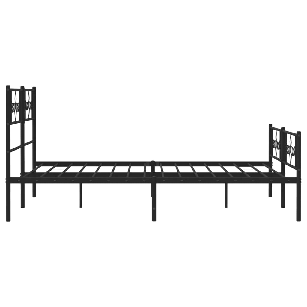 fekete fém ágykeret fej- és lábtámlával 120 x 200 cm
