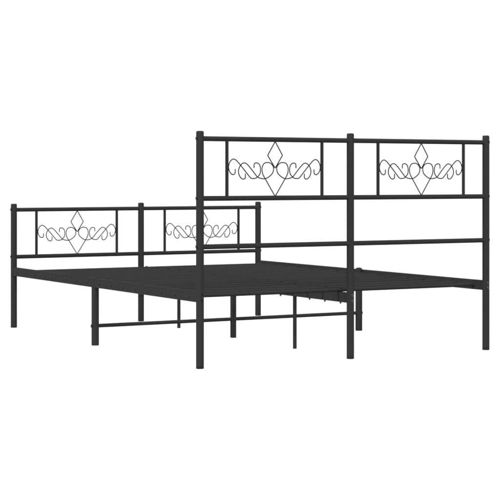 fekete fém ágykeret fej- és lábtámlával 120 x 200 cm