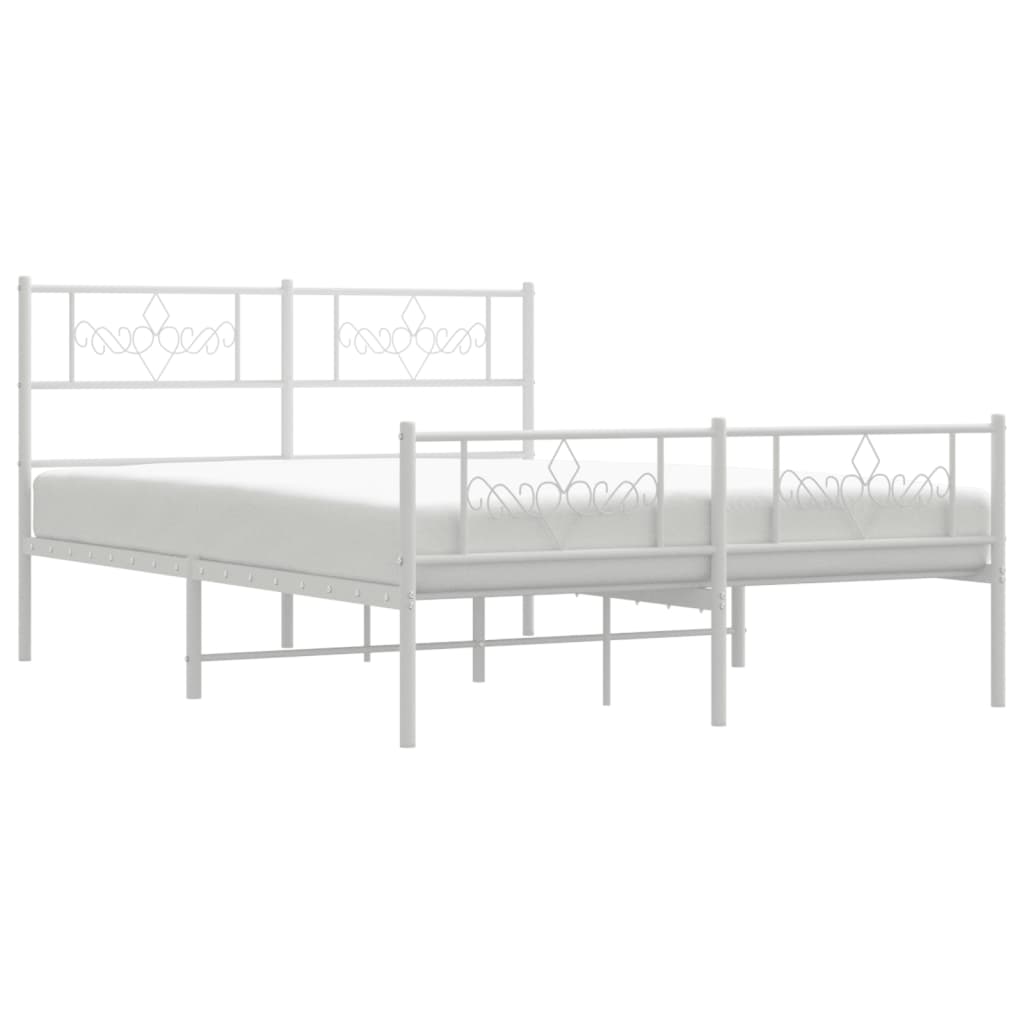 fehér fém ágykeret fej- és lábtámlával 120x200 cm