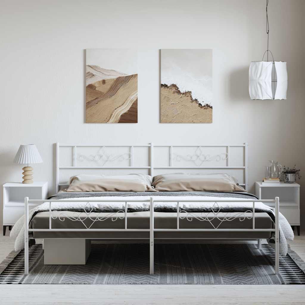fehér fém ágykeret fej- és lábtámlával 183 x 213 cm