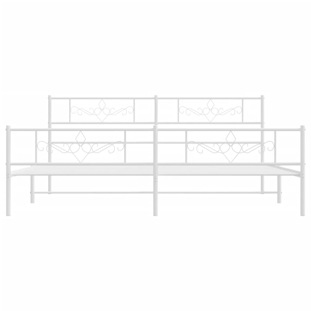 fehér fém ágykeret fej- és lábtámlával 200x200 cm