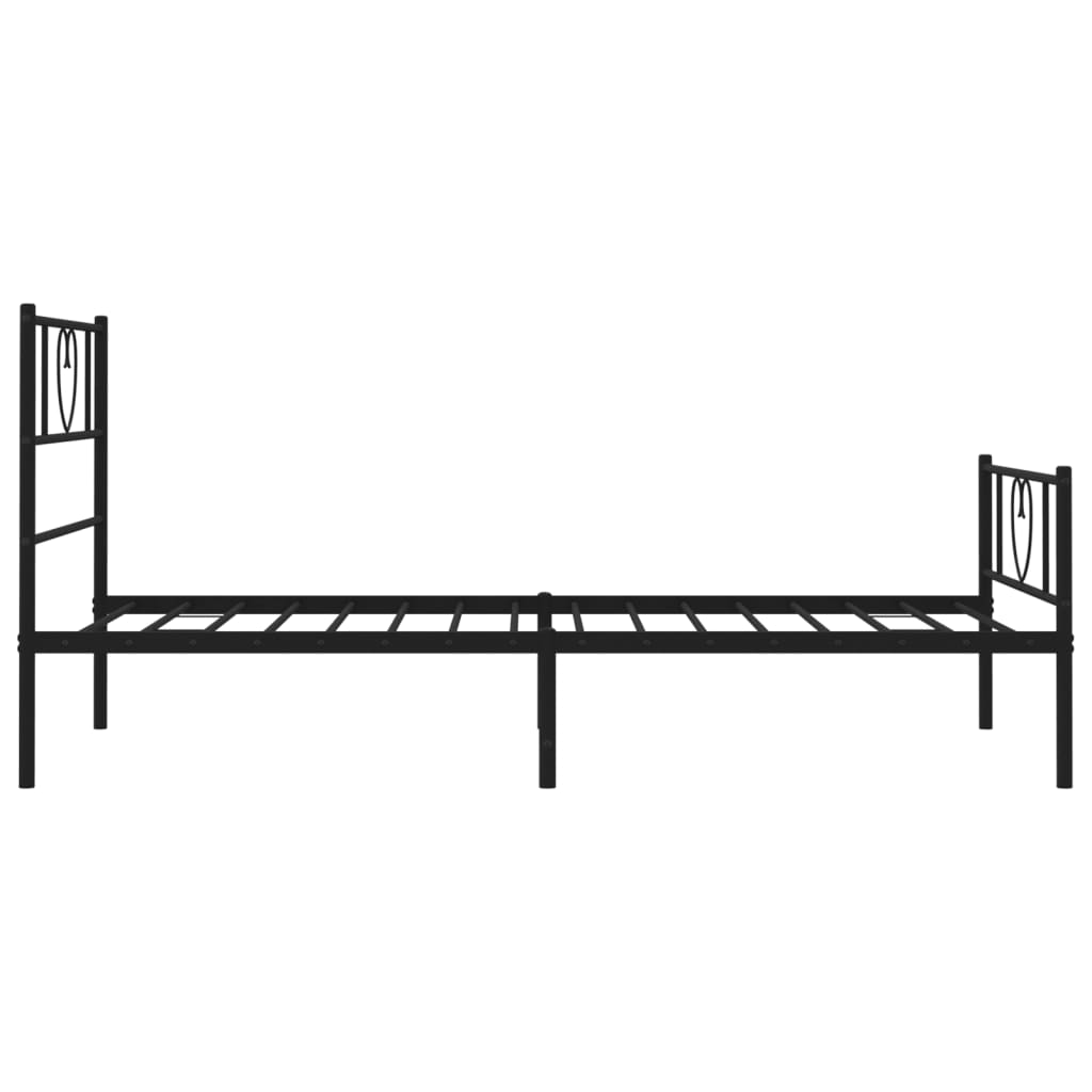 fekete fém ágykeret fej- és lábtámlával 107 x 203 cm