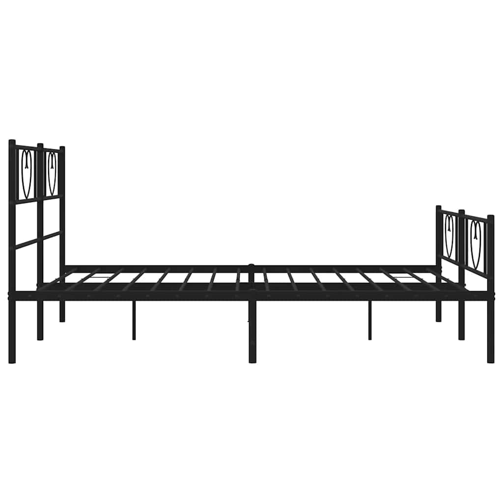 fekete fém ágykeret fej- és lábtámlával 135 x 190 cm