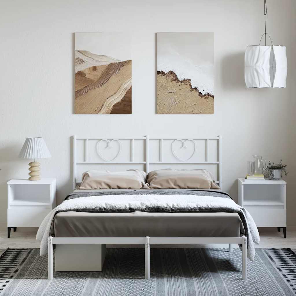 fehér fém ágykeret fejtámlával 150 x 200 cm