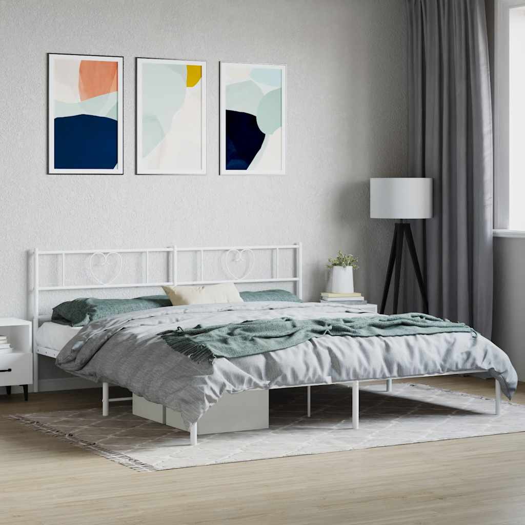 fehér fém ágykeret fejtámlával 180 x 200 cm