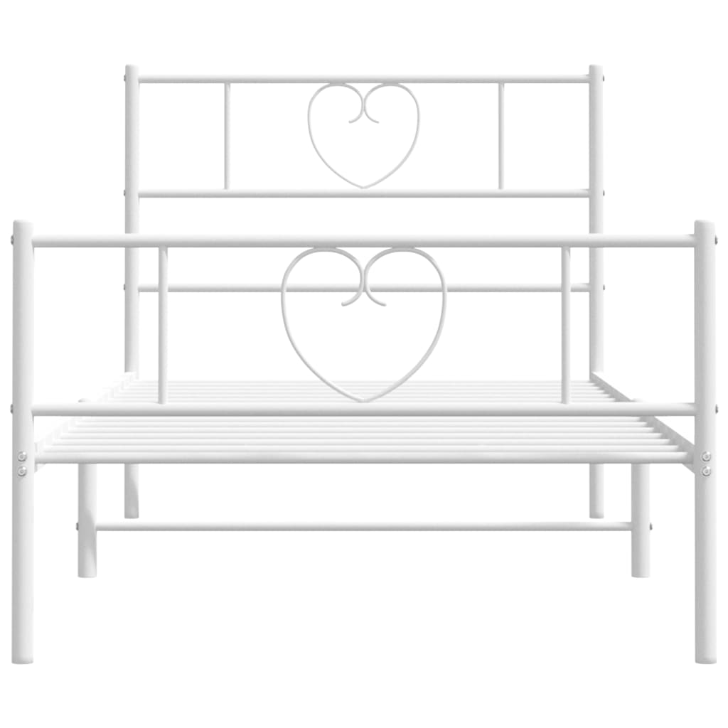 fehér fém ágykeret fej- és lábtámlával 90x200 cm