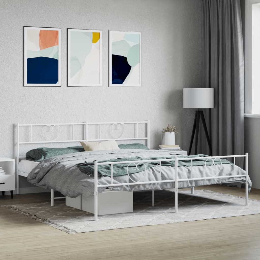 fehér fém ágykeret fej- és lábtámlával 180 x 200 cm