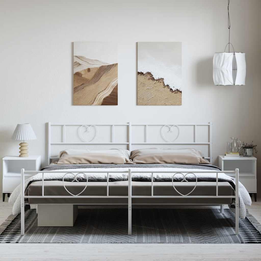 fehér fém ágykeret fej- és lábtámlával 183 x 213 cm