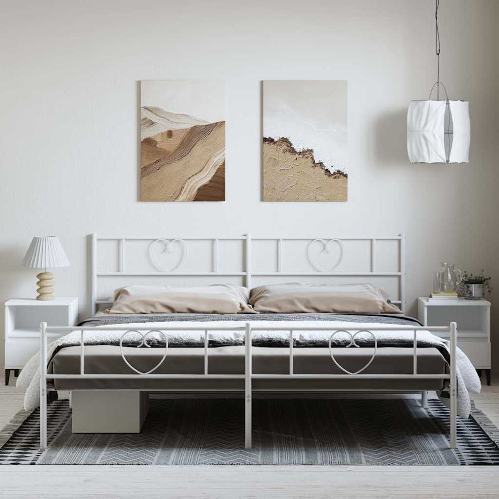 fehér fém ágykeret fej- és lábtámlával 193 x 203 cm