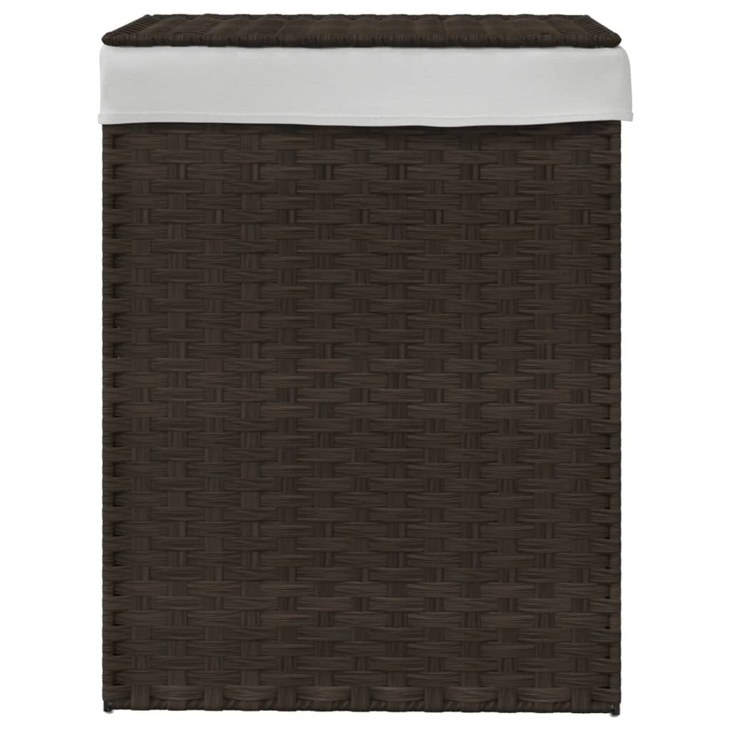sötétbarna polyrattan szennyeskosár fedéllel 46x33x60 cm