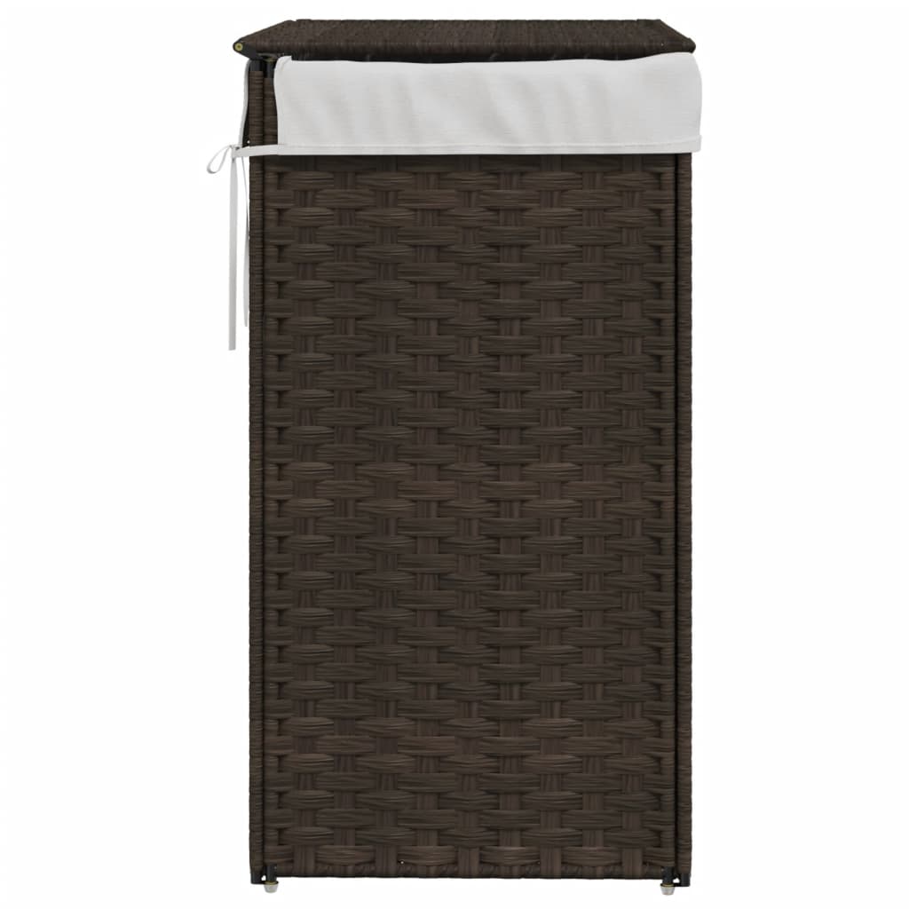 sötétbarna polyrattan szennyeskosár fedéllel 46x33x60 cm