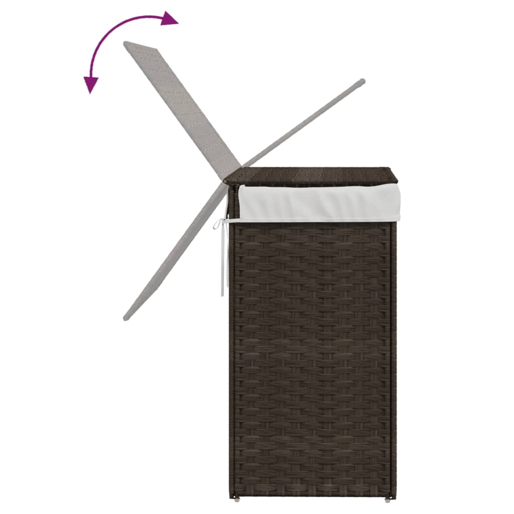 sötétbarna polyrattan szennyeskosár fedéllel 46x33x60 cm