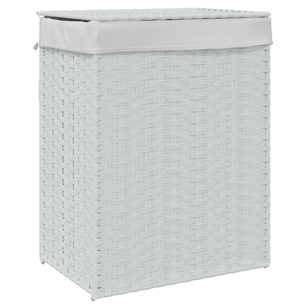 fehér polyrattan szennyeskosár fedéllel 46x33x60 cm