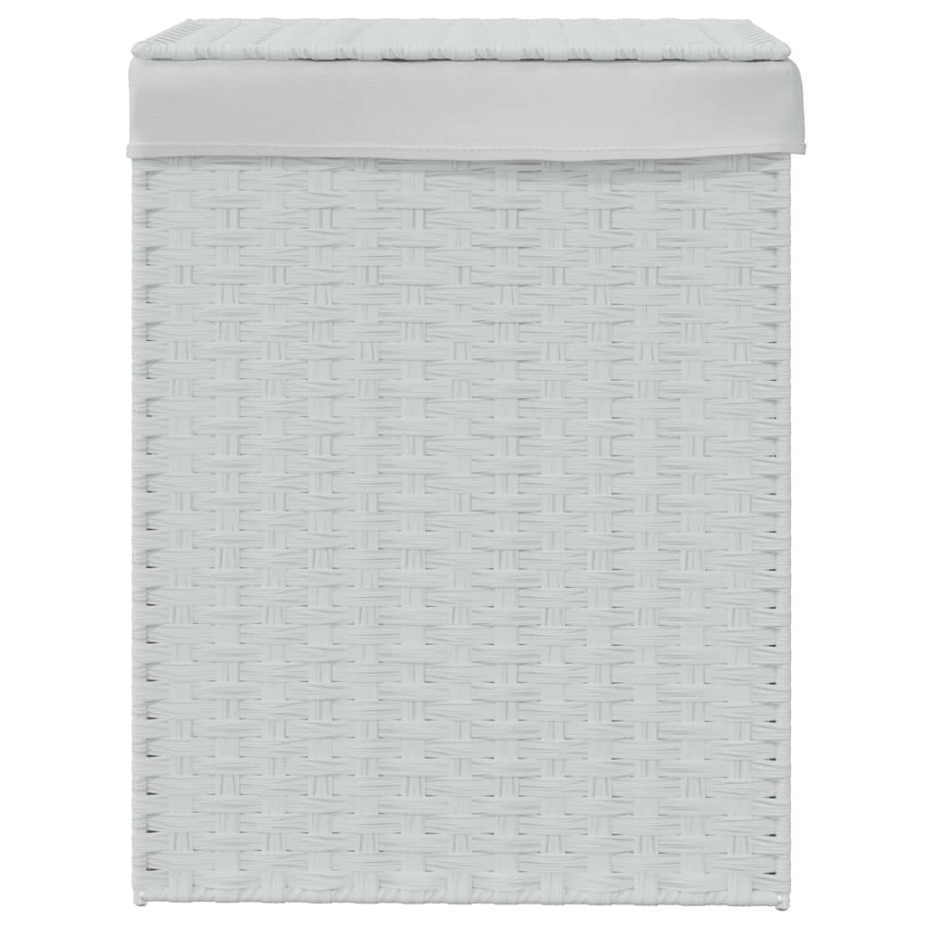 fehér polyrattan szennyeskosár fedéllel 46x33x60 cm