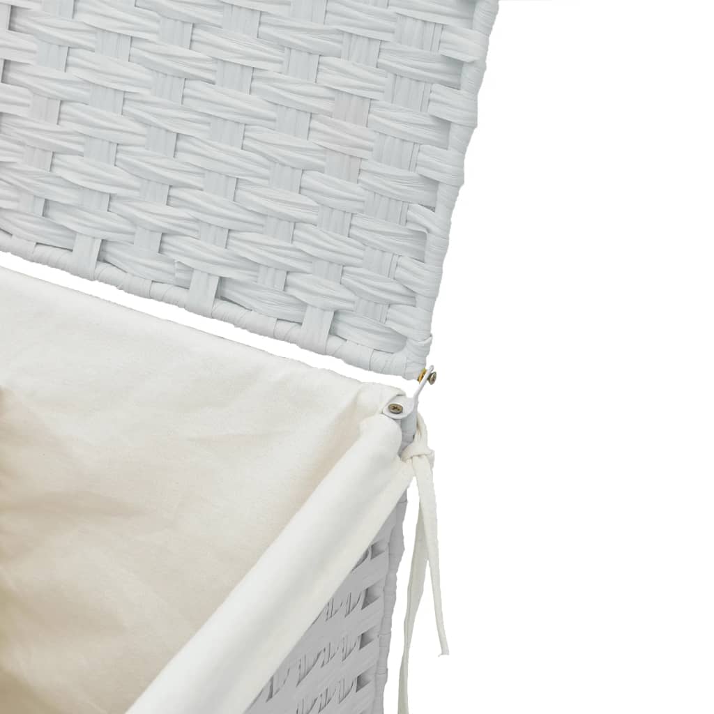 fehér polyrattan szennyeskosár fedéllel 46x33x60 cm