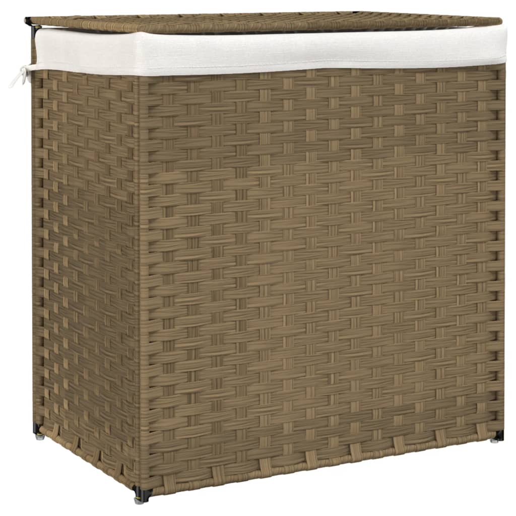 polyrattan szennyeskosár 2 rekesszel 53x33x57 cm