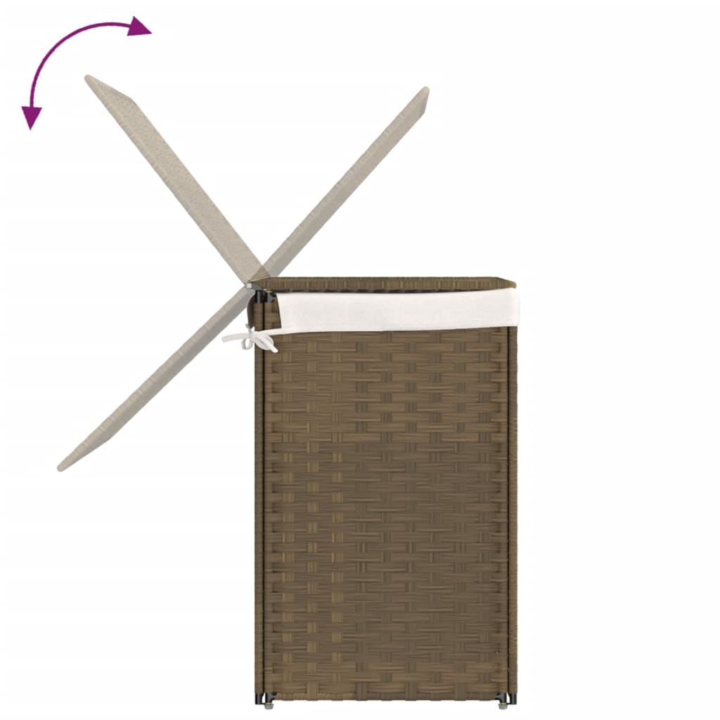 polyrattan szennyeskosár 2 rekesszel 53x33x57 cm