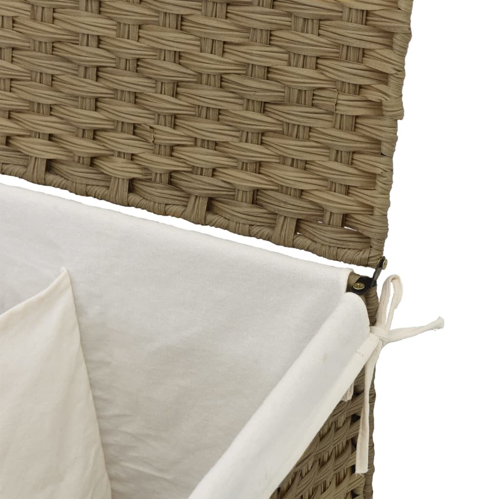 polyrattan szennyeskosár 2 rekesszel 53x33x57 cm