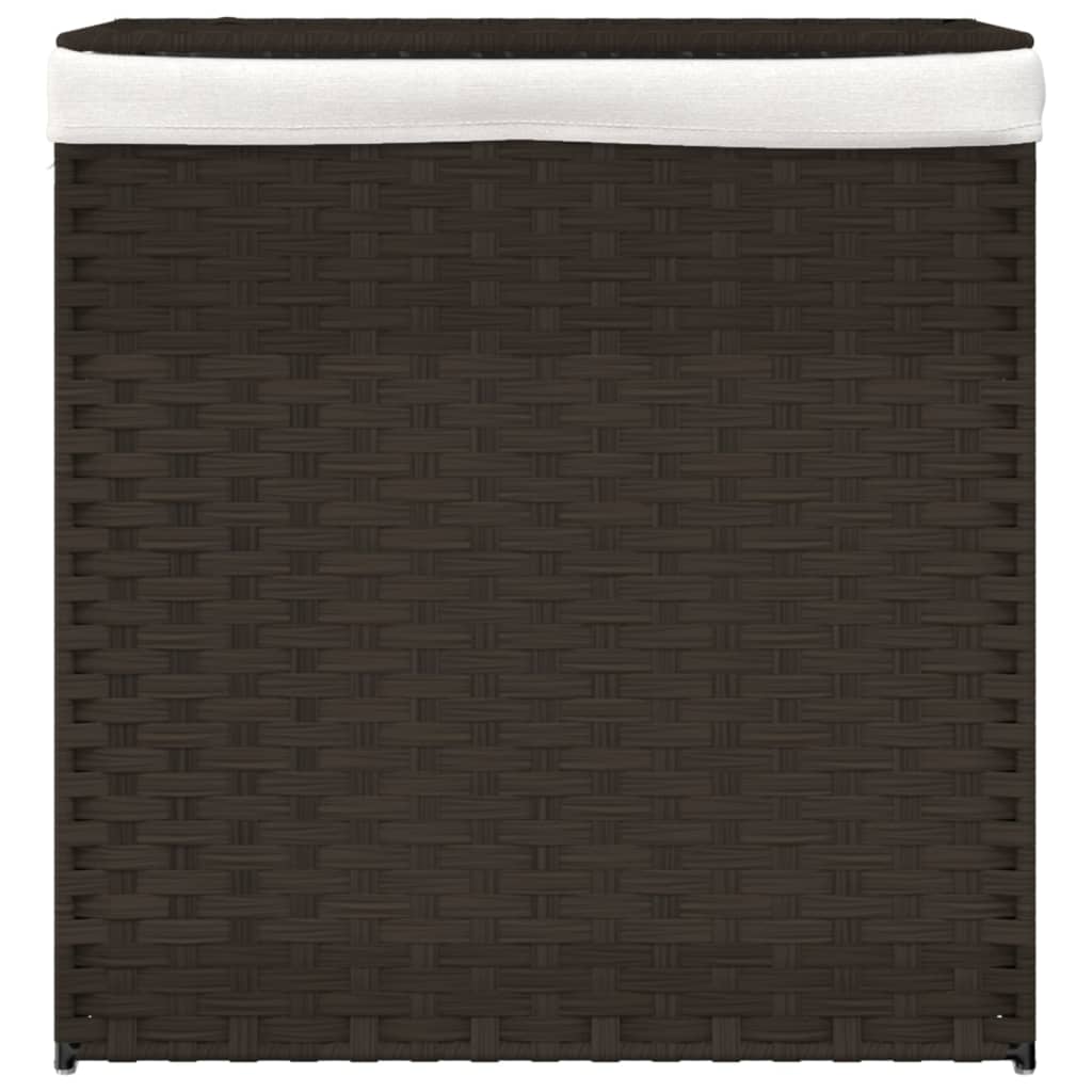 sötétbarna polyrattan szennyeskosár 2 rekesszel 53x35x57 cm