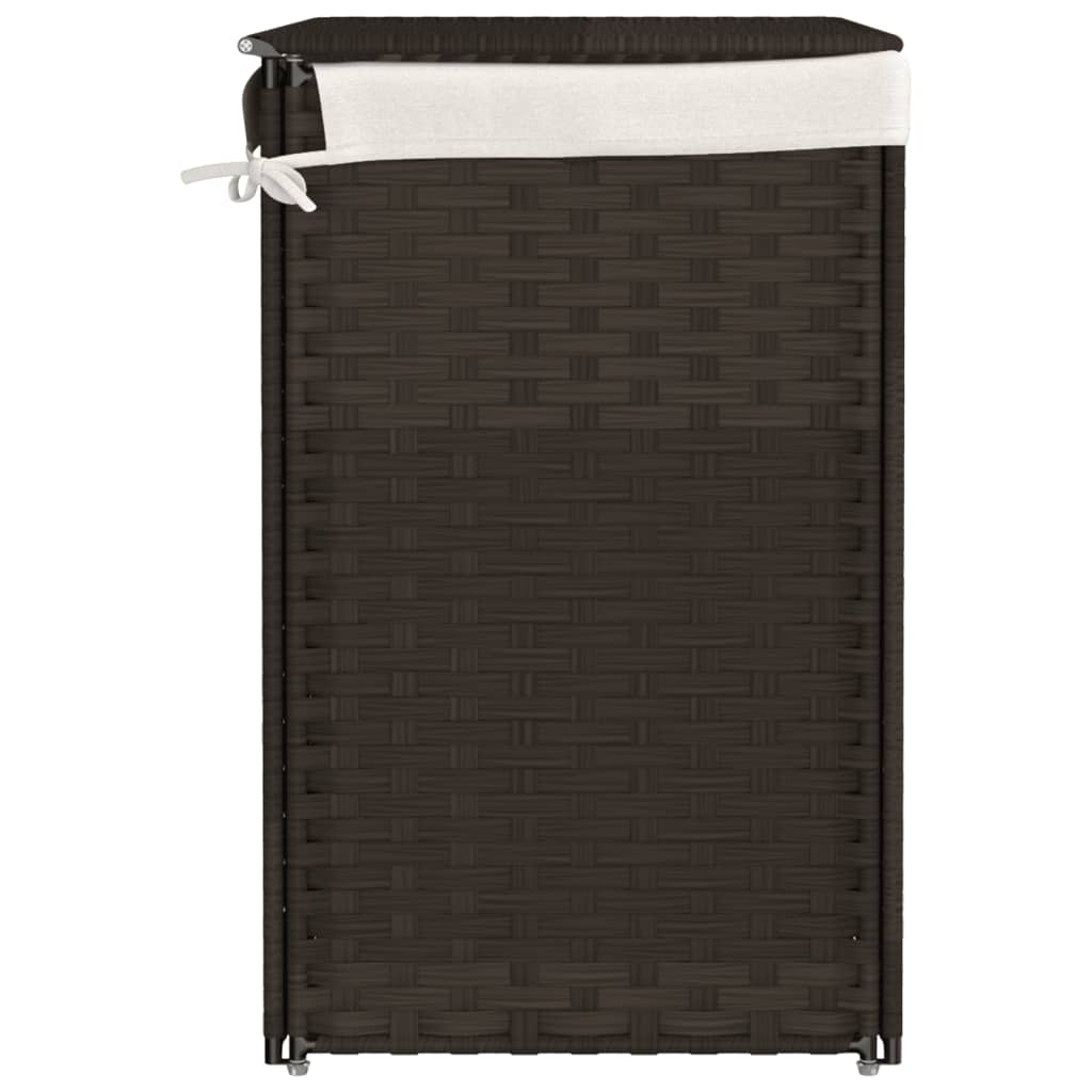 sötétbarna polyrattan szennyeskosár 2 rekesszel 53x35x57 cm