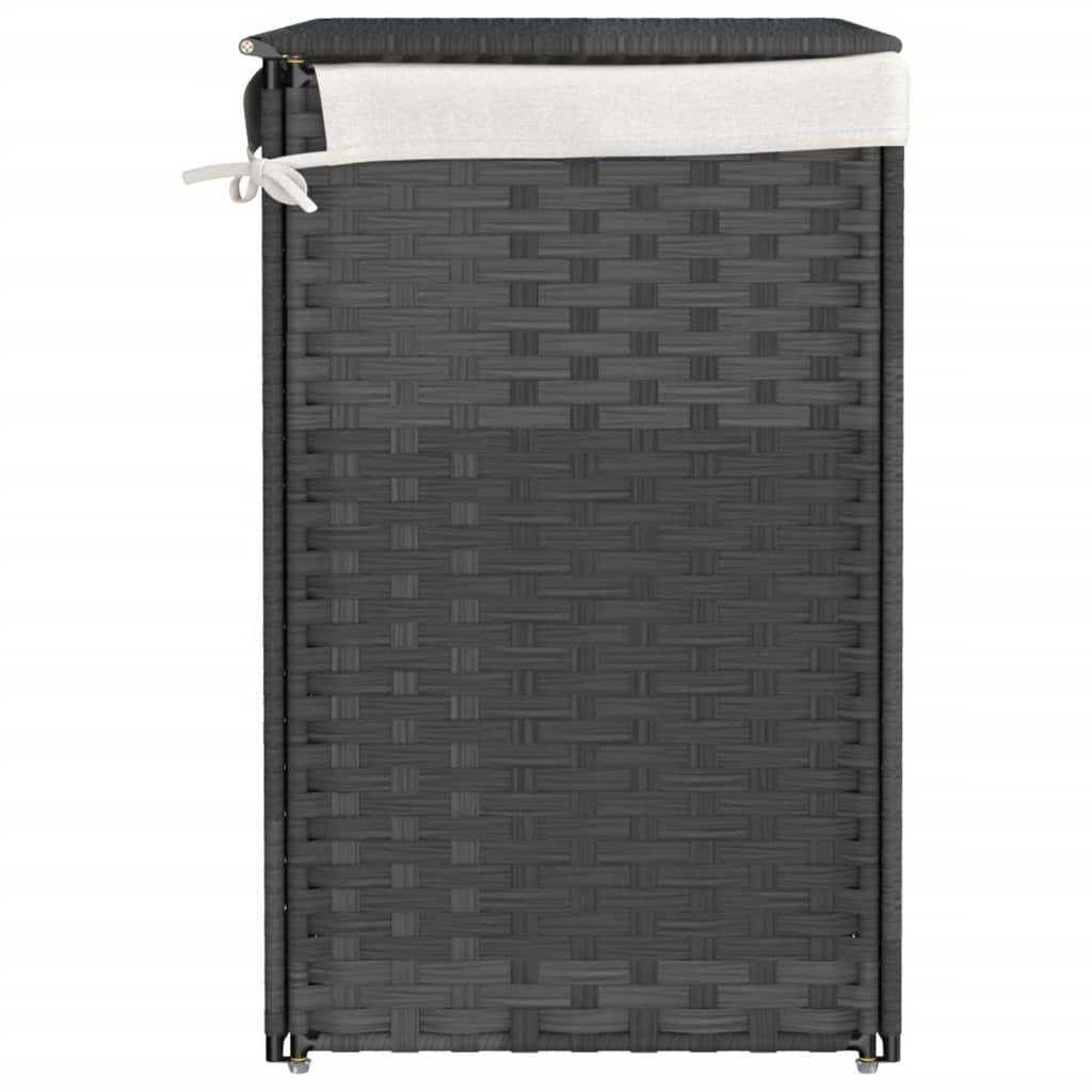 szürke polyrattan szennyeskosár 2 rekesszel 53x33x57 cm