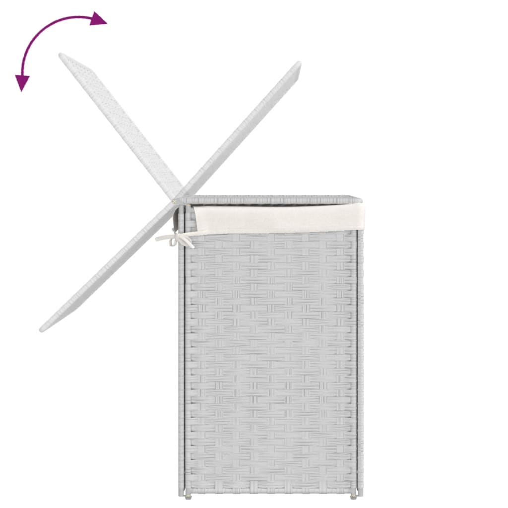 fehér polyrattan szennyeskosár 2 rekesszel 53x33x57 cm