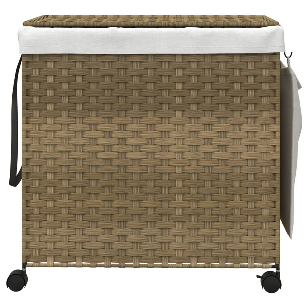 polyrattan szennyeskosár kerekekkel 60x35x60,5 cm