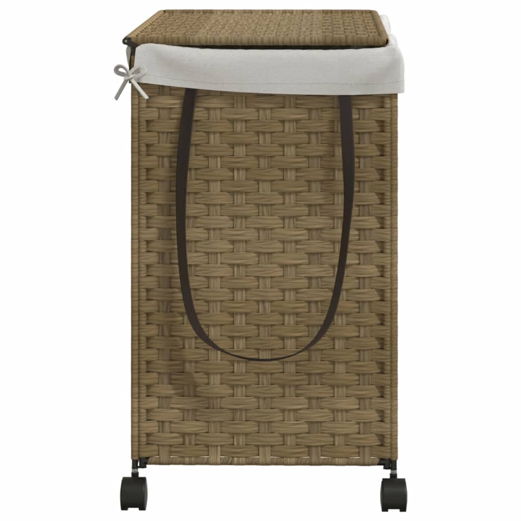 polyrattan szennyeskosár kerekekkel 60x35x60,5 cm
