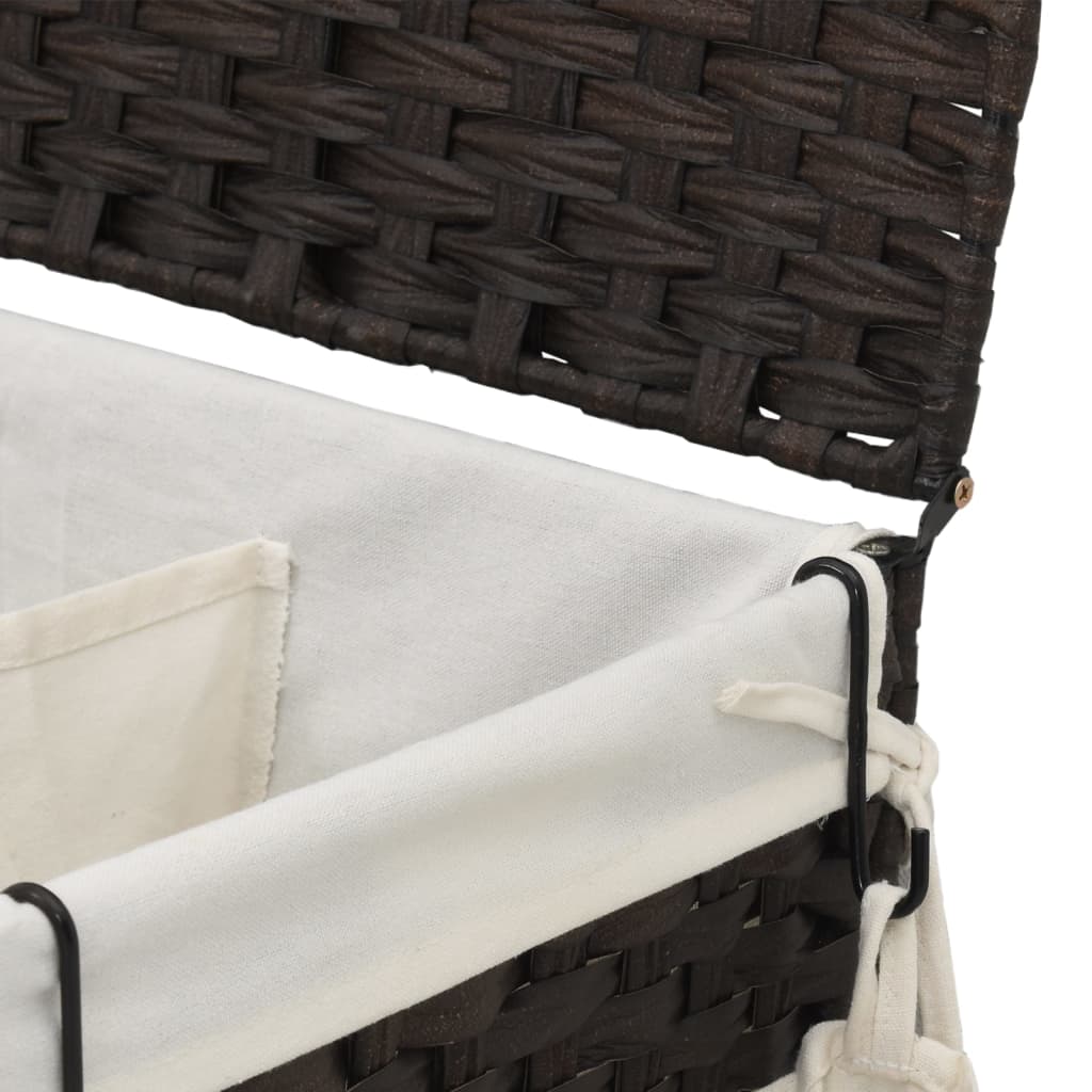 sötétbarna rattan szennyeskosár kerekekkel 60x35x60,5 cm