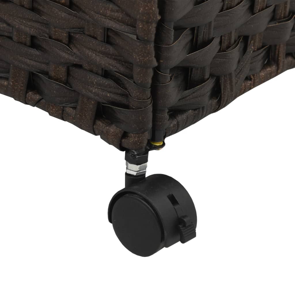 sötétbarna rattan szennyeskosár kerekekkel 60x35x60,5 cm