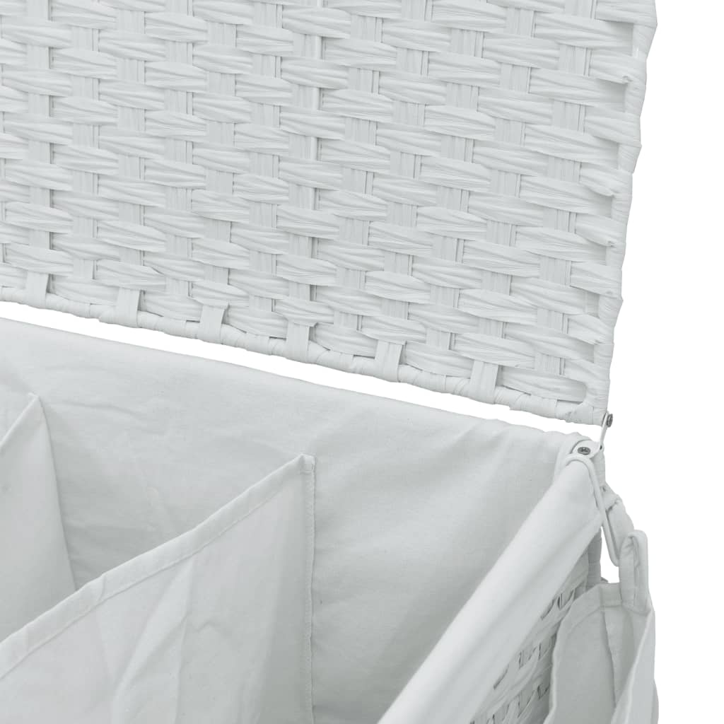 fehér rattan szennyeskosár kerekekkel 60x35x60,5 cm