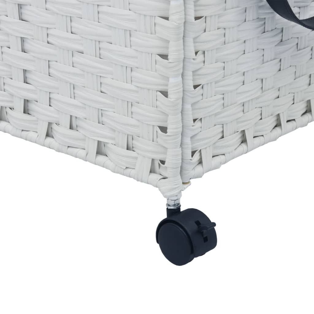 fehér rattan szennyeskosár kerekekkel 60x35x60,5 cm