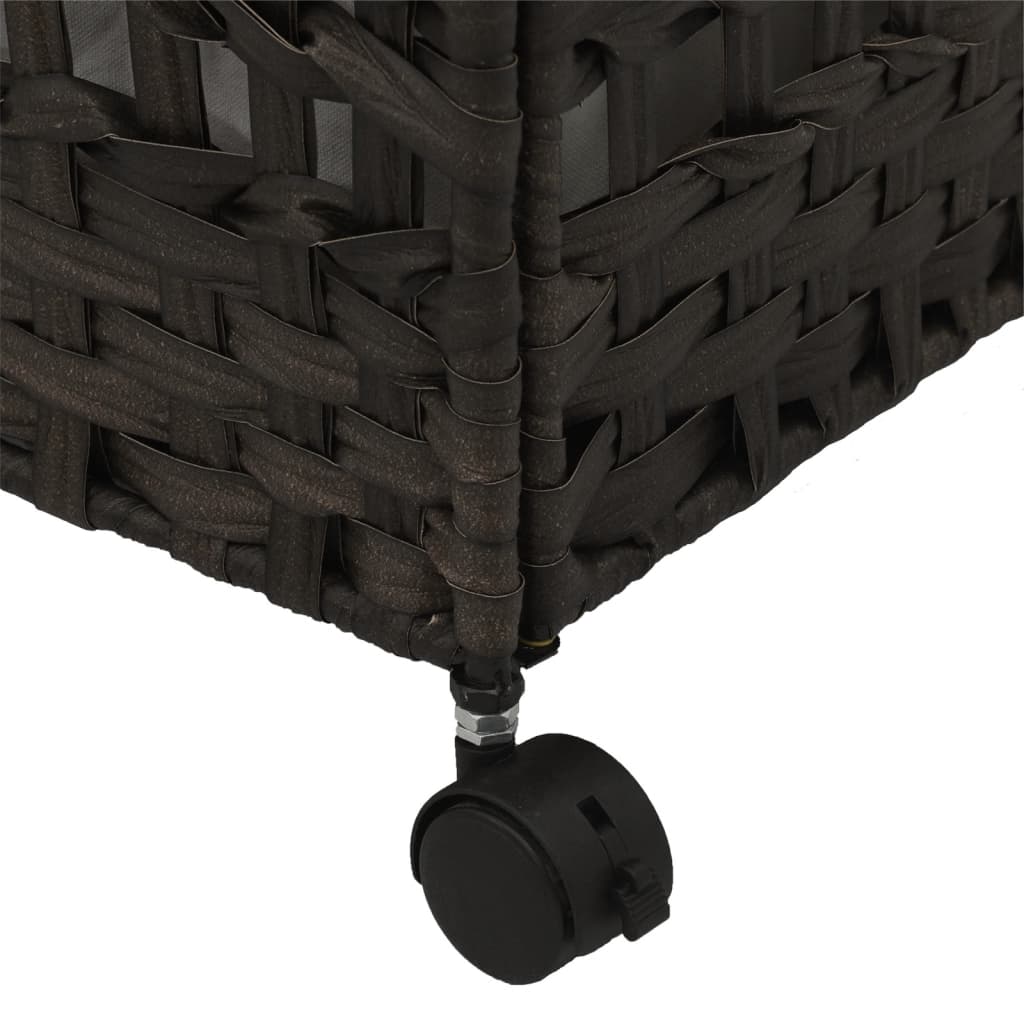 sötétbarna rattan szennyeskosár kerekekkel 66x35x60 cm