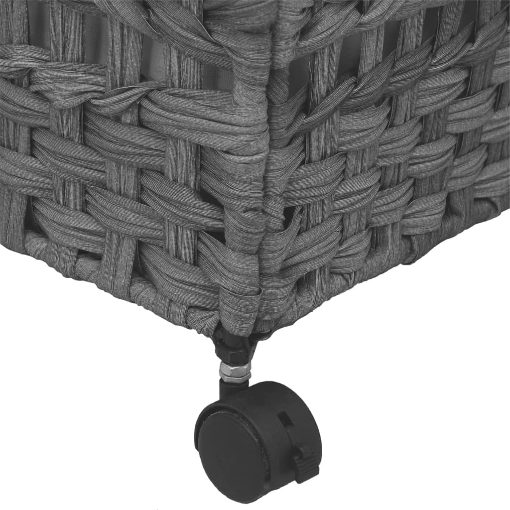 szürke rattan szennyeskosár kerekekkel 66x35x60 cm